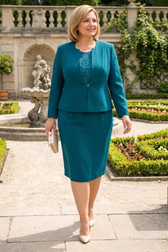 Tridelni zeleni peplum kostim