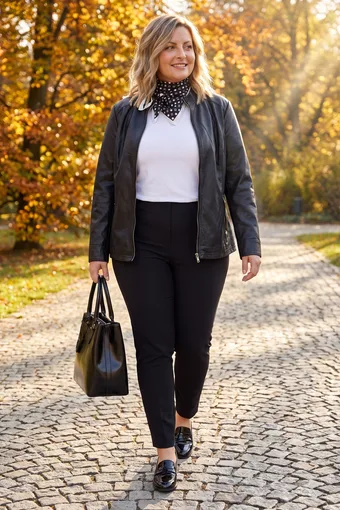 Črna jakna iz eko usnja
