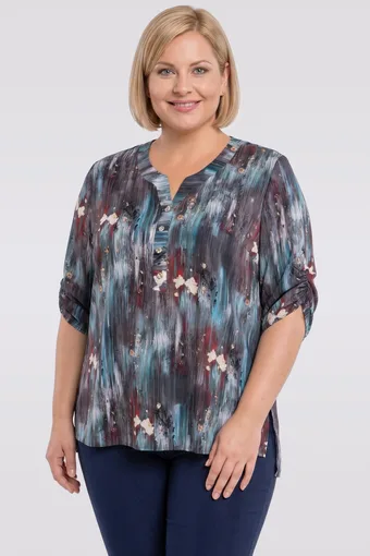 Bluza s sivimi in modrimi vzorci