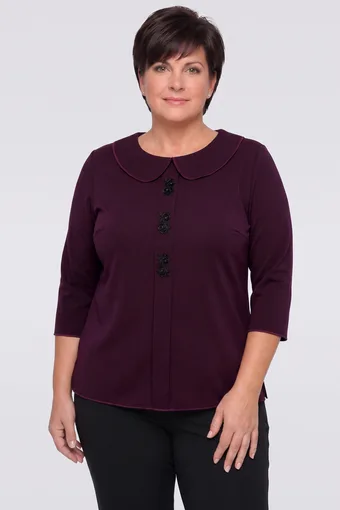 Vijolična bluza z okrasnim vezenjem